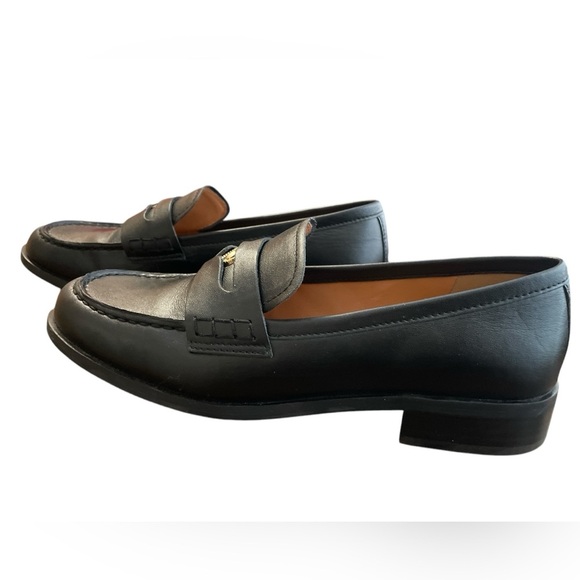 LISA & VICKY Black Leather Penny Loafers - Picture 2 of 6